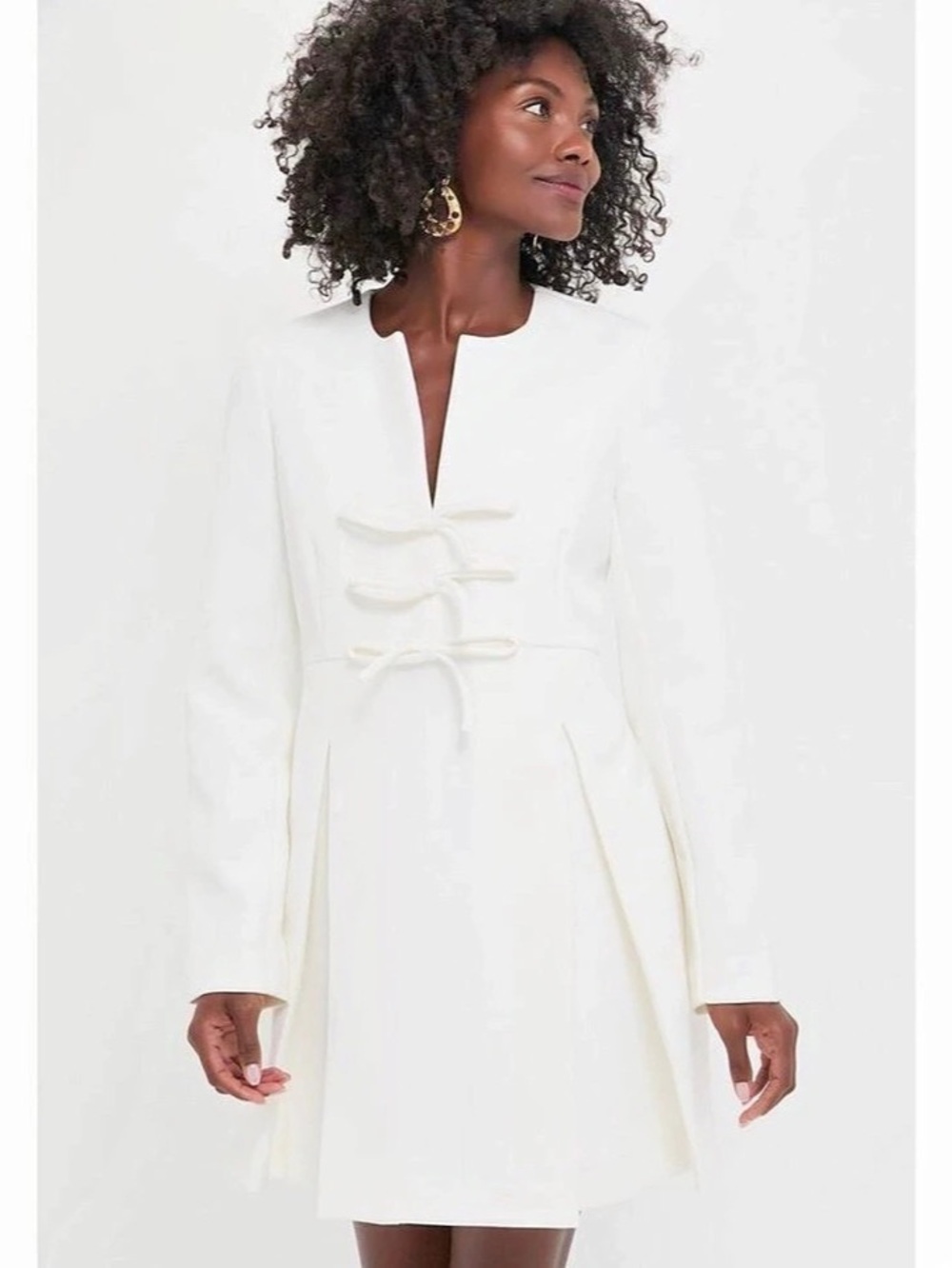 NWT Tuckernuck White Crepe Blair Bow Coat Dress $228.00